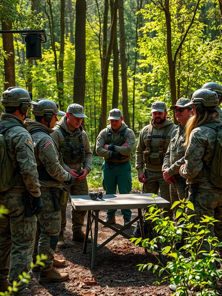 A photograph of association members participating in a sustainable hunting workshop, demonstrating best practices in wildlife management and conservation.